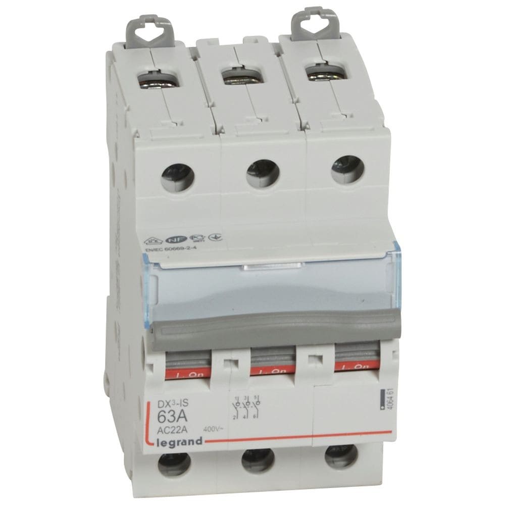 Legrand - Interrupteur-sectionneur DX3-IS 3P 400V~ - 63A - 3 modules