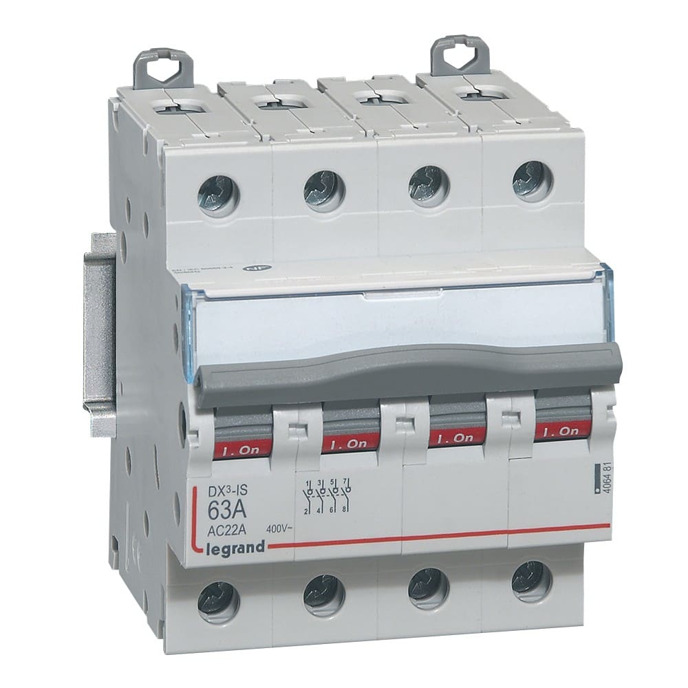 Legrand - Interrupteur-sectionneur DX3-IS 4P 400V~ - 63A - 4 modules