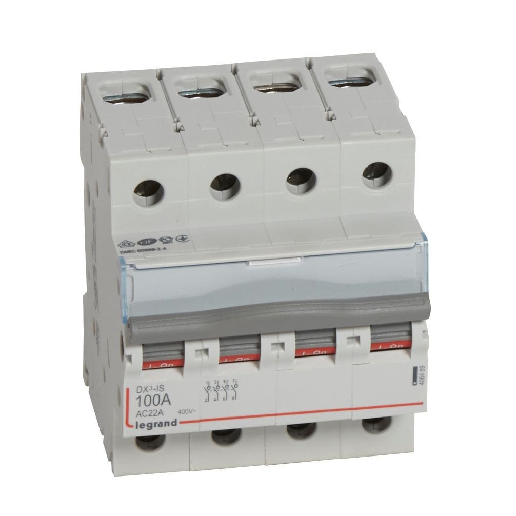 Legrand - Interrupteur-sectionneur DX3-IS 4P 400V~ - 100A - 4 modules