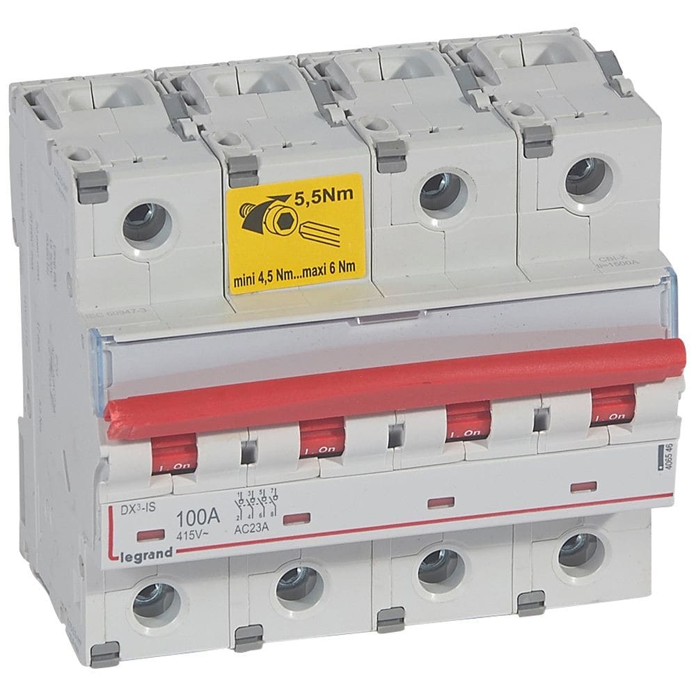 Legrand - Interrupteur-sectionneur DX3-IS à déclenchement 4P 400V~ - 100A - 6 modules
