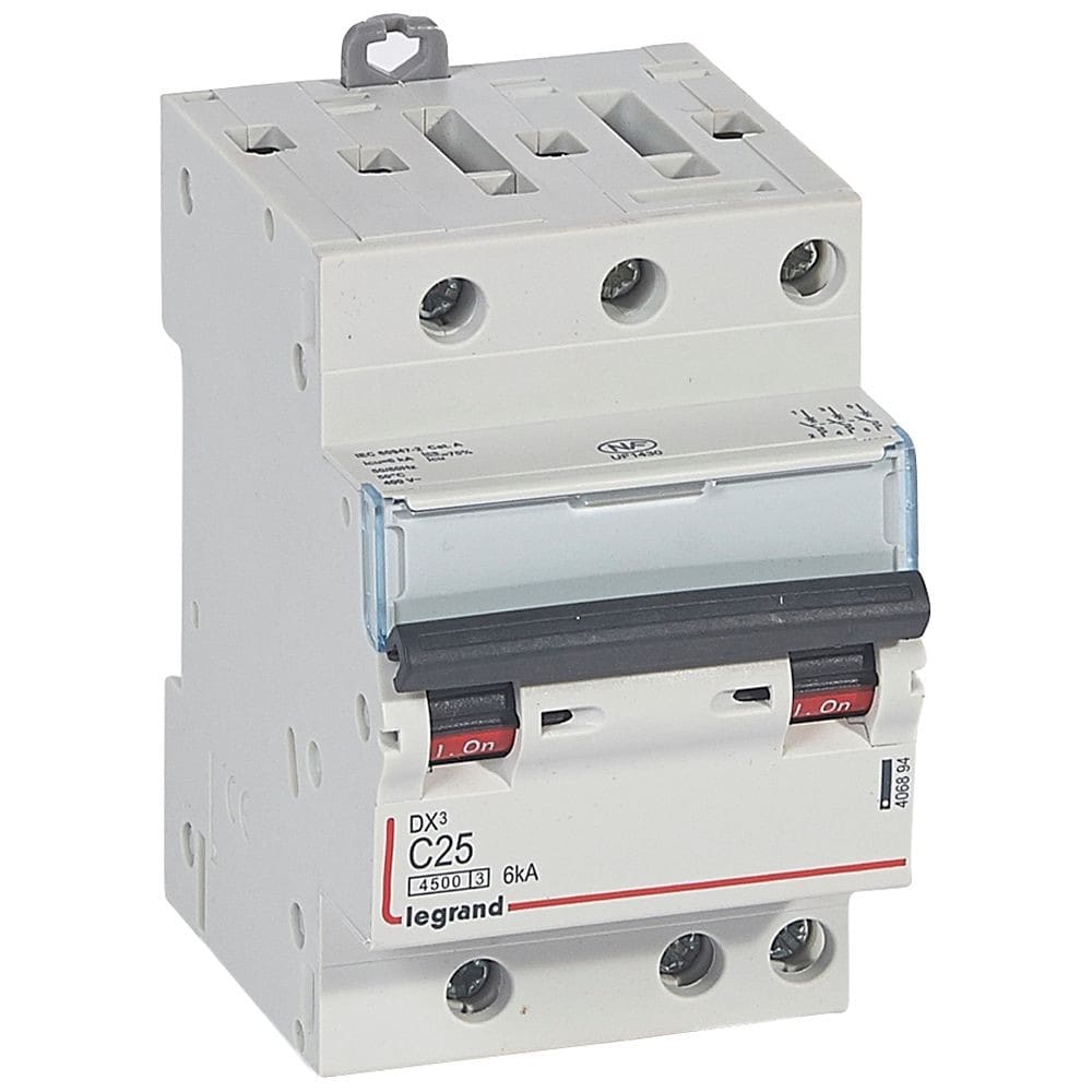Legrand - Disjoncteur DX34500 6kA bornes à vis 3P 400V~ 25A courbe C - 3 modules