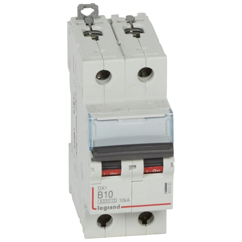 Legrand - Disjoncteur DX36000 10kA arrivée haute/départ bas vis 2P 10A courbe B - 2 mod