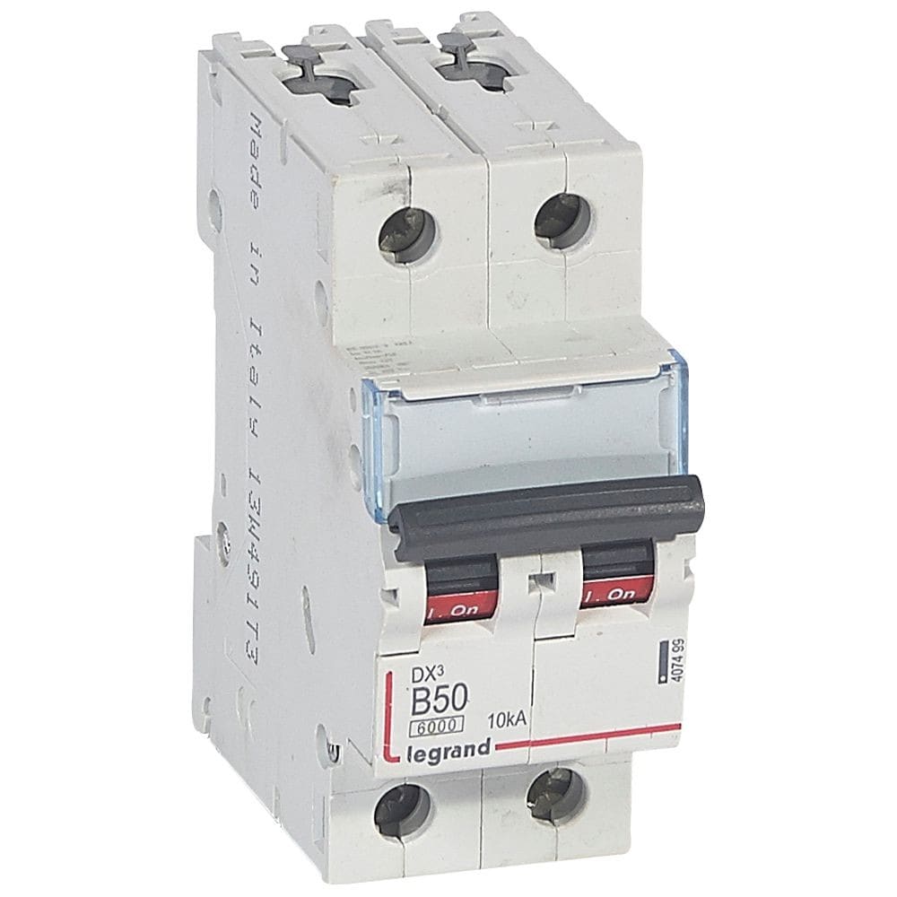 Legrand - Disjoncteur DX36000 10kA arrivée haute/départ bas vis 2P 50A courbe B - 2 mod