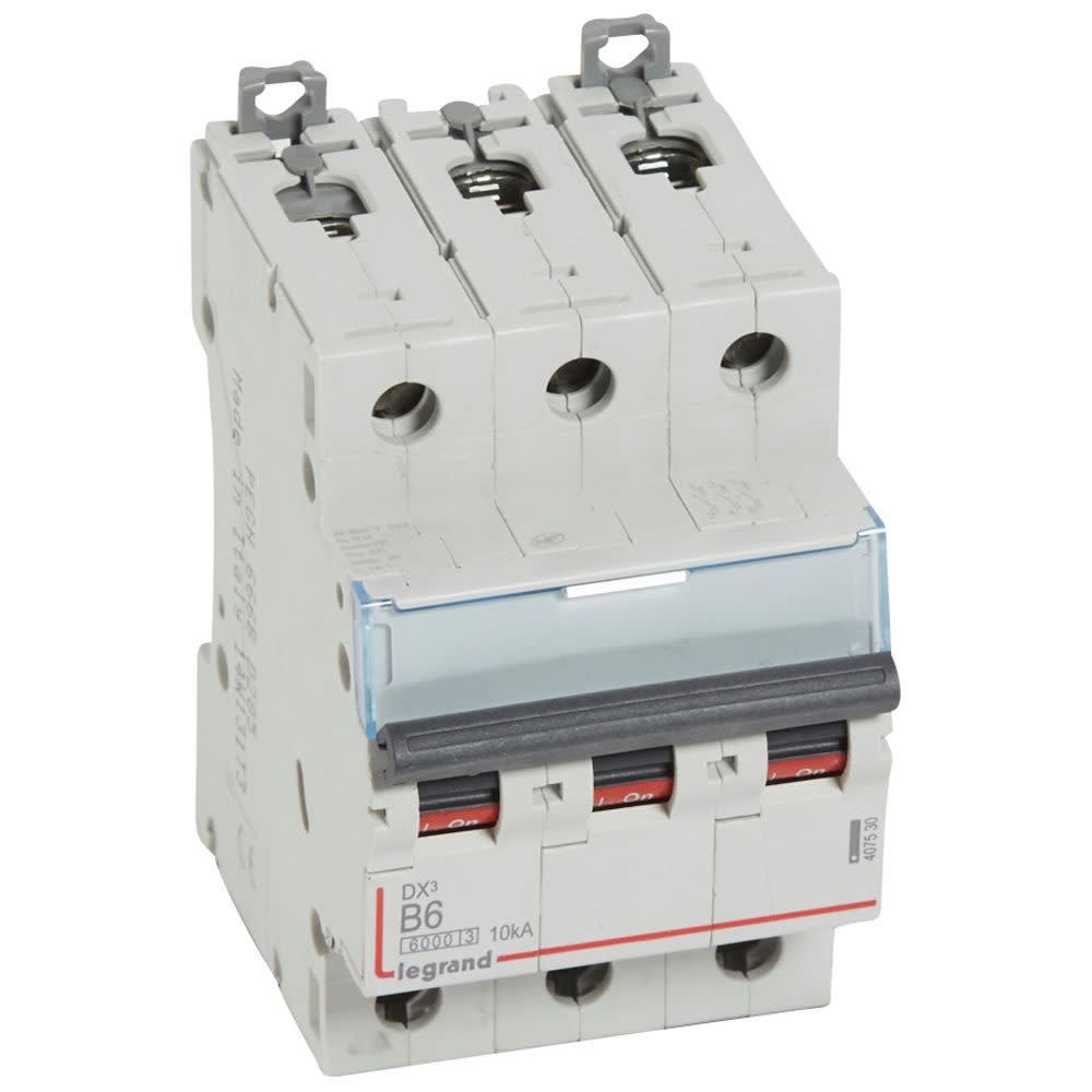 Legrand - disj. DX3 6000kA 10kA arrivée haute/départ bas à vis 6A -courbe B -3 modules