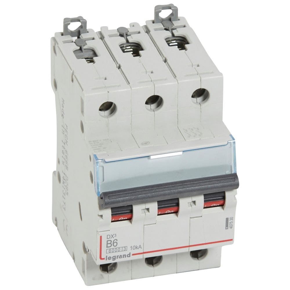 Legrand - disj. DX3 6000kA 10kA arrivée haute/départ bas à vis 6A -courbe B -3 modules