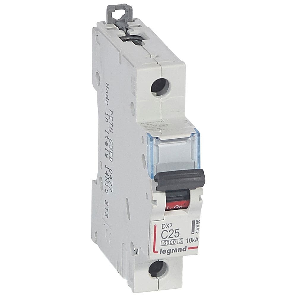Legrand - Disj. DX3 6000kA 10kA arrivée haute/départ bas à vis 25A -courbe C -1 module