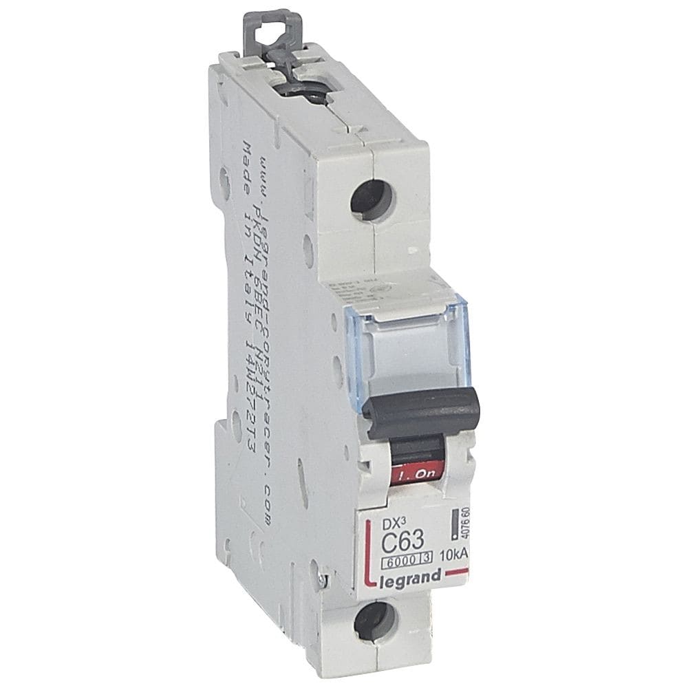 Legrand - Disj. DX3 6000kA 10kA arrivée haute/départ bas à vis 63A -courbe C -1 module