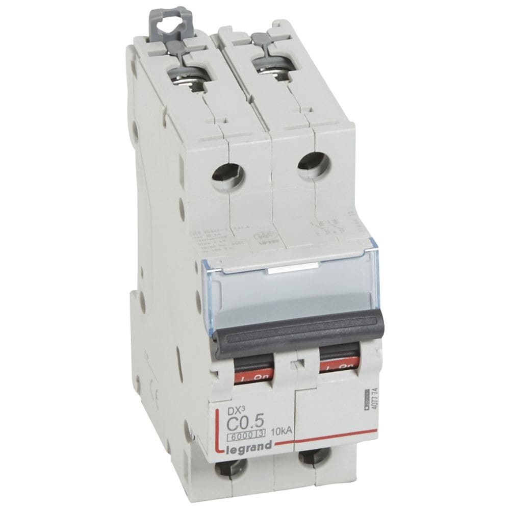 Legrand - Disjoncteur DX36000 10kA arrivée haute/départ bas vis 2P 0,5A courbe C - 2 mod