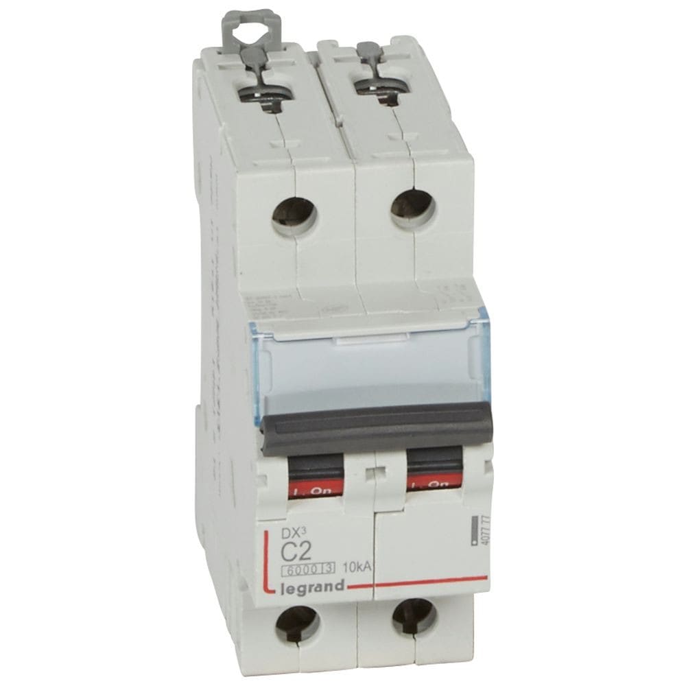 Legrand - Disjoncteur DX36000 10kA arrivée haut/départ bas vis 2P 2A courbe C - 2 modules