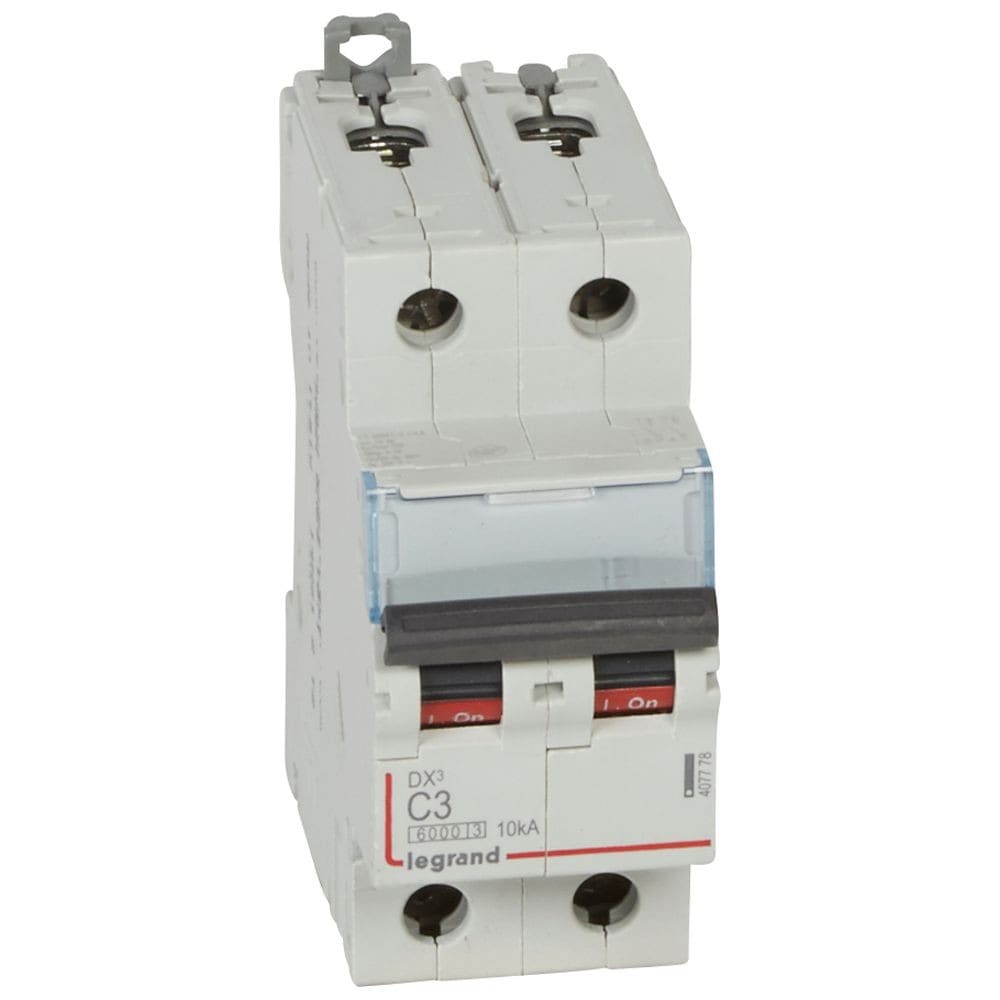 Legrand - Disj. DX3 6000kA 10kA arrivée haute/départ bas à vis 3A -courbe C -2 modules