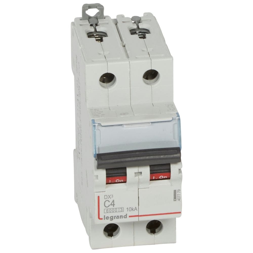 Legrand - Disj. DX3 6000kA 10kA arrivée haute/départ bas à vis 4A -courbe C -2 modules