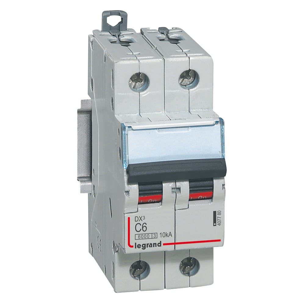 Legrand - Disjoncteur DX36000 10kA arrivée haut/départ bas vis 2P 6A courbe C - 2 modules