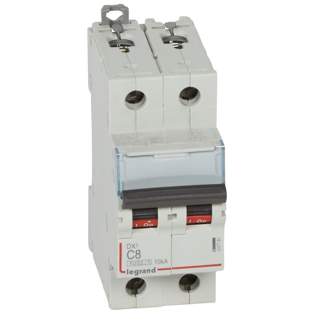 Legrand - Disj. DX3 6000kA 10kA arrivée haute/départ bas à vis 8A -courbe C -2 modules