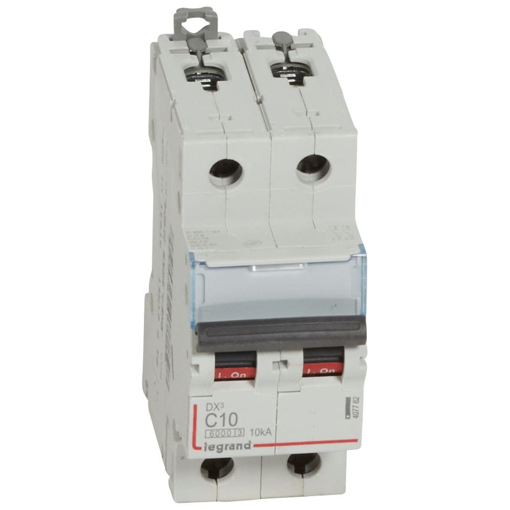 Legrand - Disjoncteur DX36000 10kA arrivée haute/départ bas vis 2P 10A courbe C - 2 mod