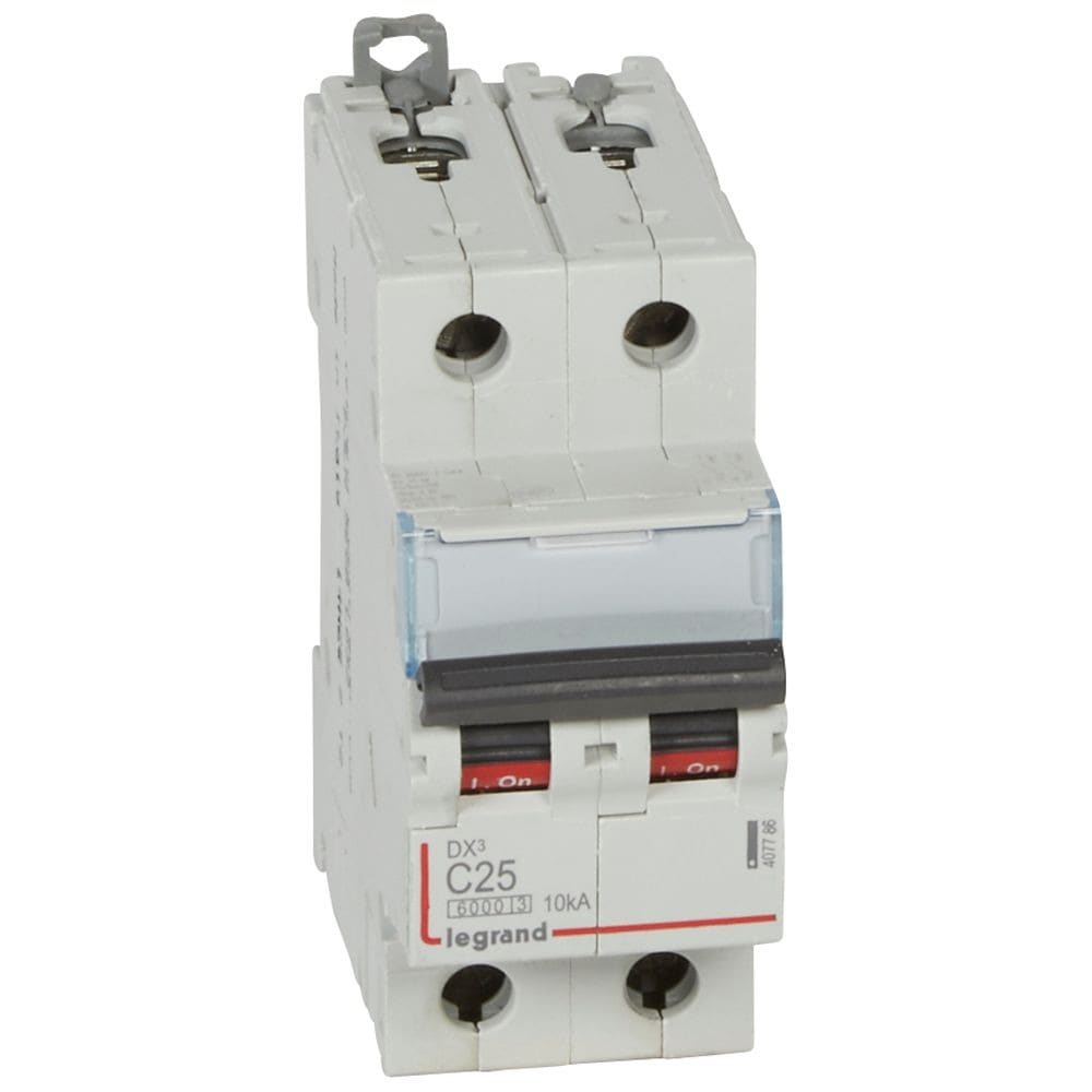 Legrand - Disjoncteur DX36000 10kA arrivée haute/départ bas vis 2P 25A courbe C - 2 mod