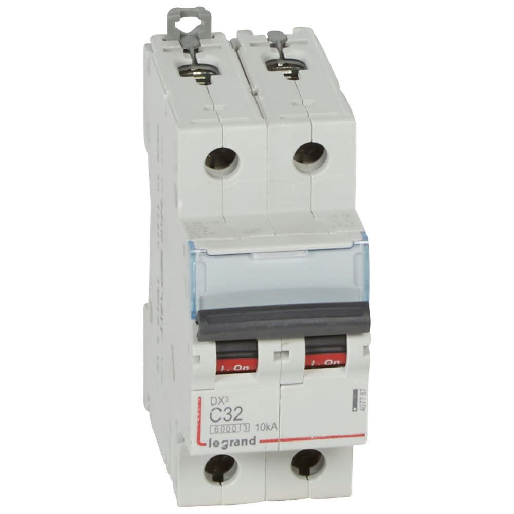 Legrand - Disjoncteur DX36000 10kA arrivée haute/départ bas vis 2P 32A courbe C - 2 mod
