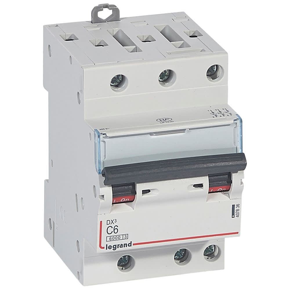 Legrand - Disjoncteur DX3 6000 -vis/vis-3P- 400V~-6A-10kA-courbeC-peigne HX3 opti 4P -3M