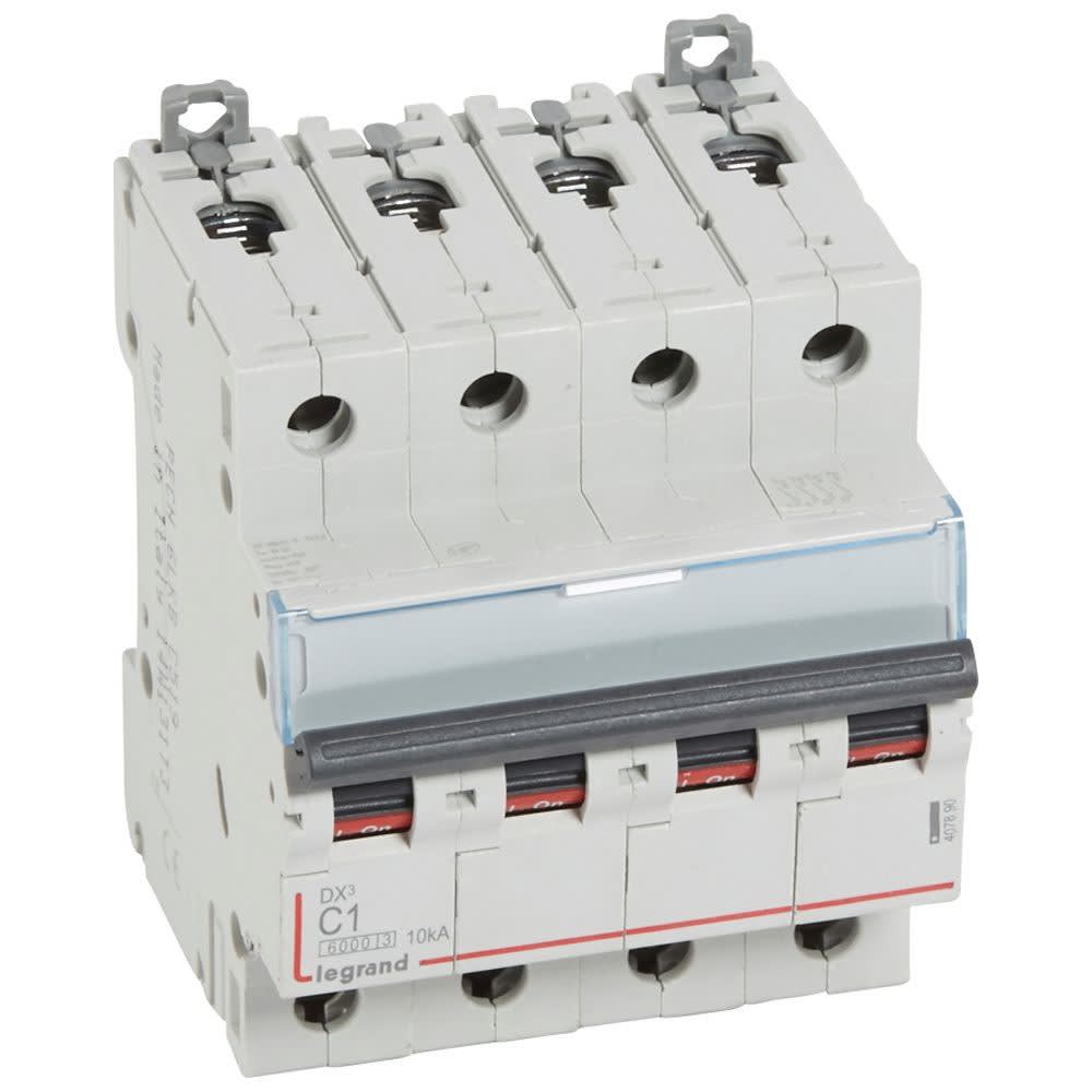 Legrand - Disjoncteur DX3 6000 -vis/vis- 4P- 400V~-1A-10kA-courbeC-peigne HX3 trad 4P - 4M