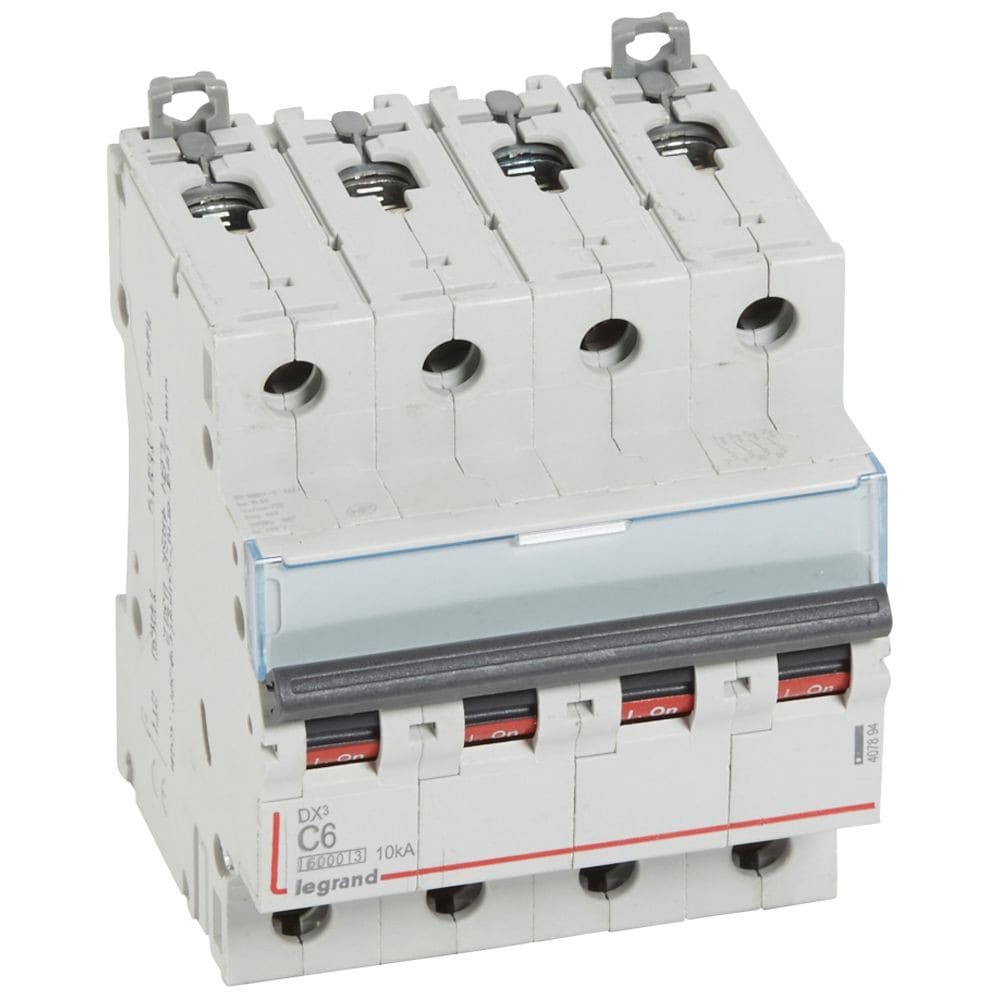Legrand - Disjoncteur DX3 6000 -vis/vis- 4P- 400V~-6A-10kA-courbeC-peigne HX3 trad 4P - 4M