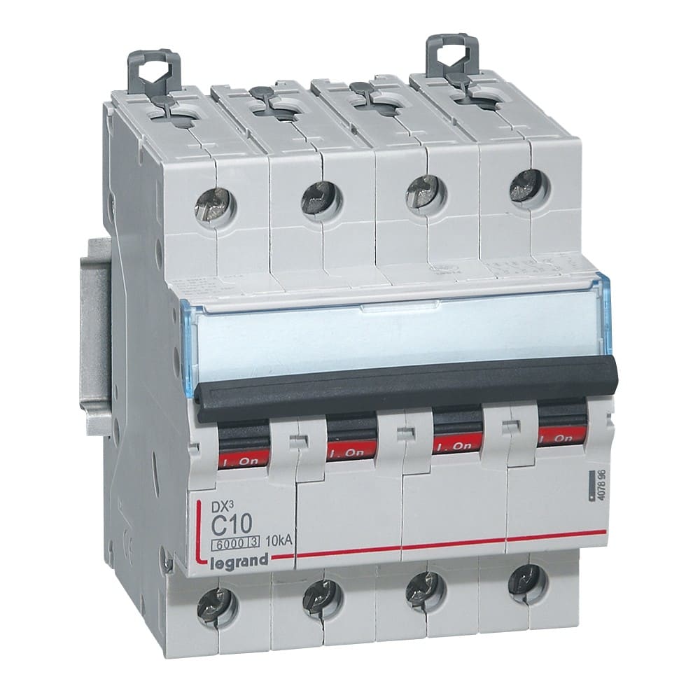Legrand - Disjoncteur DX3 6000 -vis/vis- 4P- 400V~-10A-courbeC-peigne HX3 trad 4P - 4M