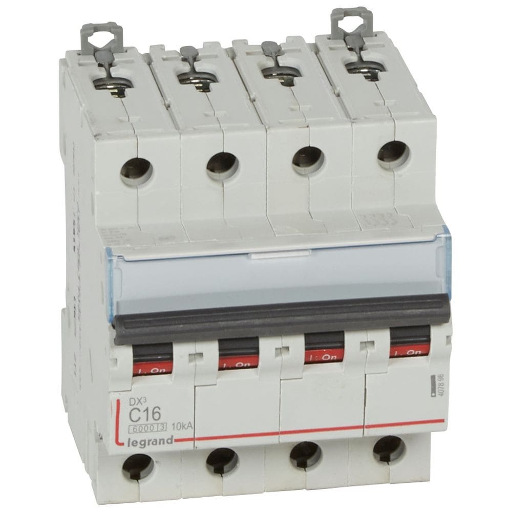 Legrand - Disjoncteur DX3 6000 -vis/vis- 4P- 400V~-16A-courbeC-peigne HX3 trad 4P - 4M