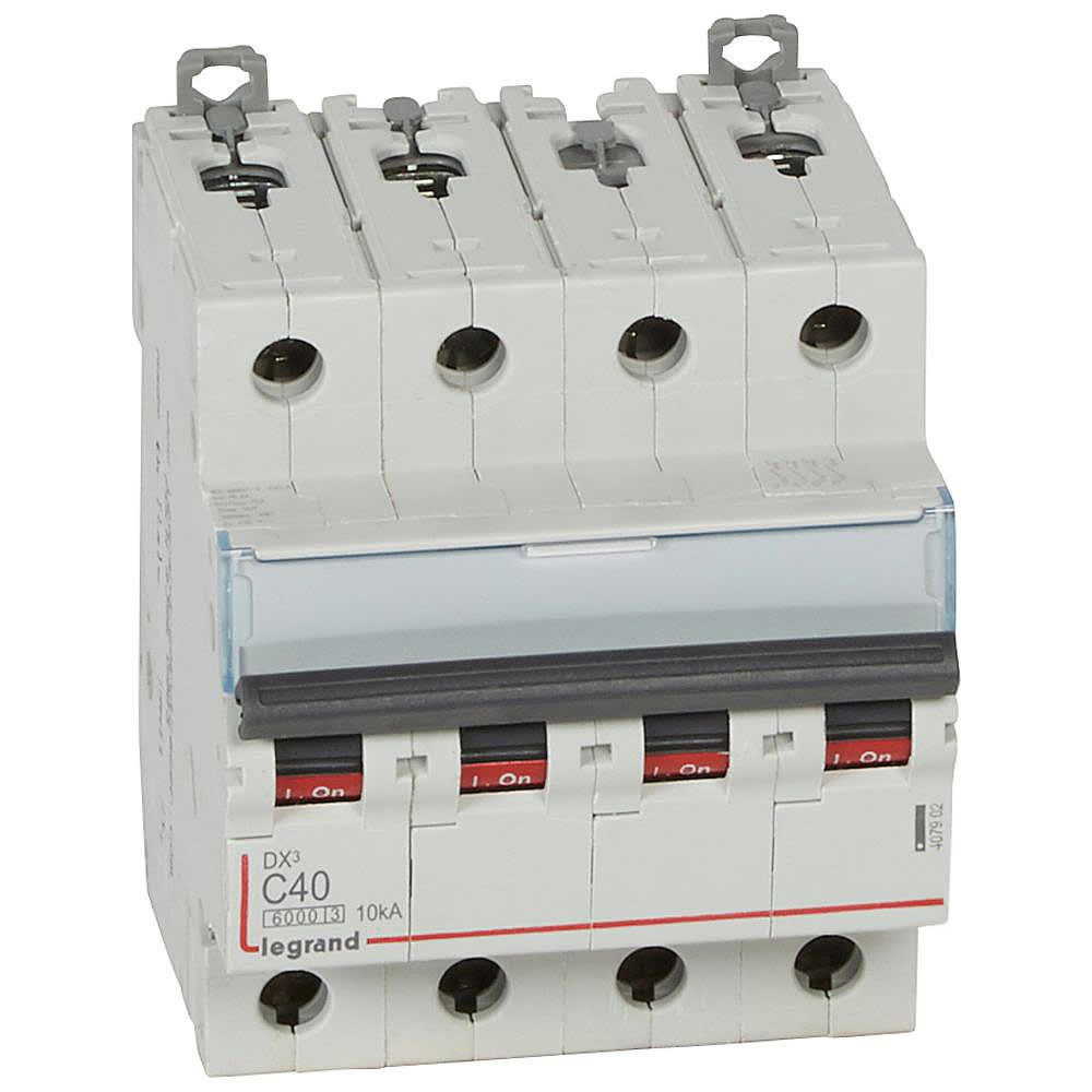 Legrand - Disjoncteur DX3 6000 -vis/vis- 4P- 400V~-40A-courbeC-peigne HX3 trad 4P - 4M