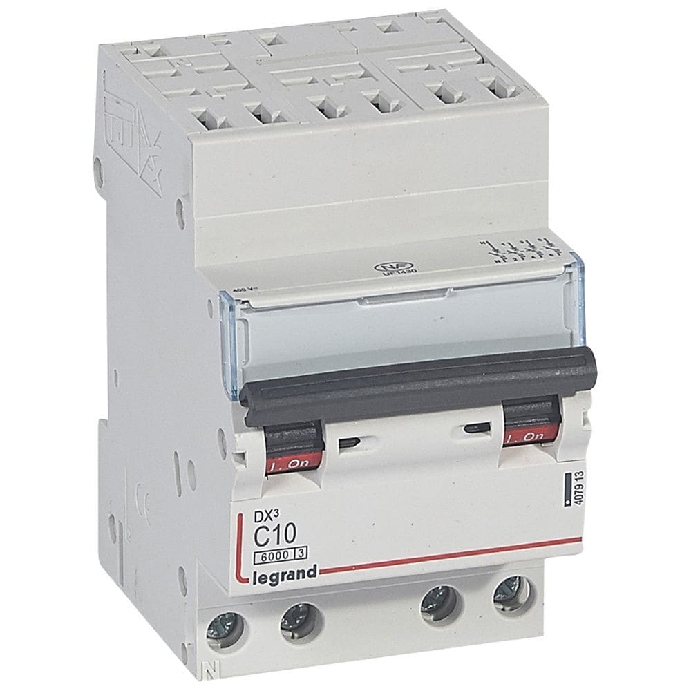 Legrand - Disjoncteur DX3 6000 -auto/vis- 4P- 400V~-10A-courbeC-peigne HX3 opti 4P -3M
