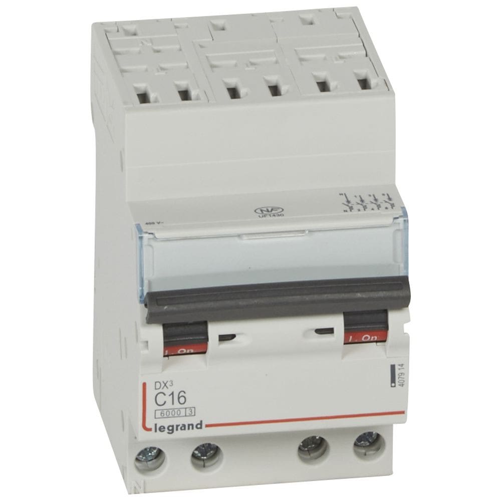 Legrand - Disjoncteur DX3 6000 -auto/vis- 4P- 400V~-16A-courbeC-peigne HX3 opti 4P -3M