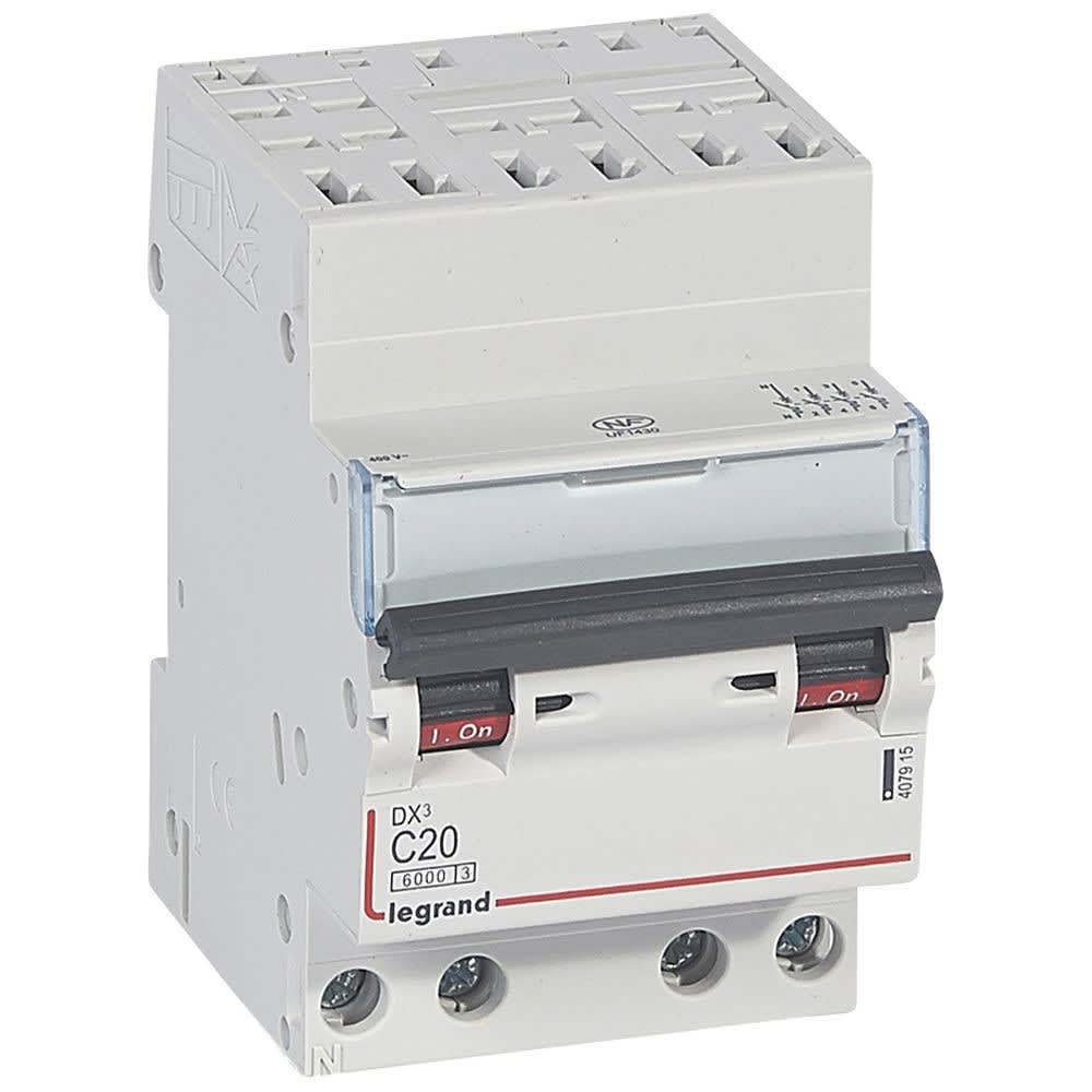 Legrand - Disjoncteur DX3 6000 -auto/vis- 4P- 400V~-20A-courbeC-peigne HX3 opti 4P -3M
