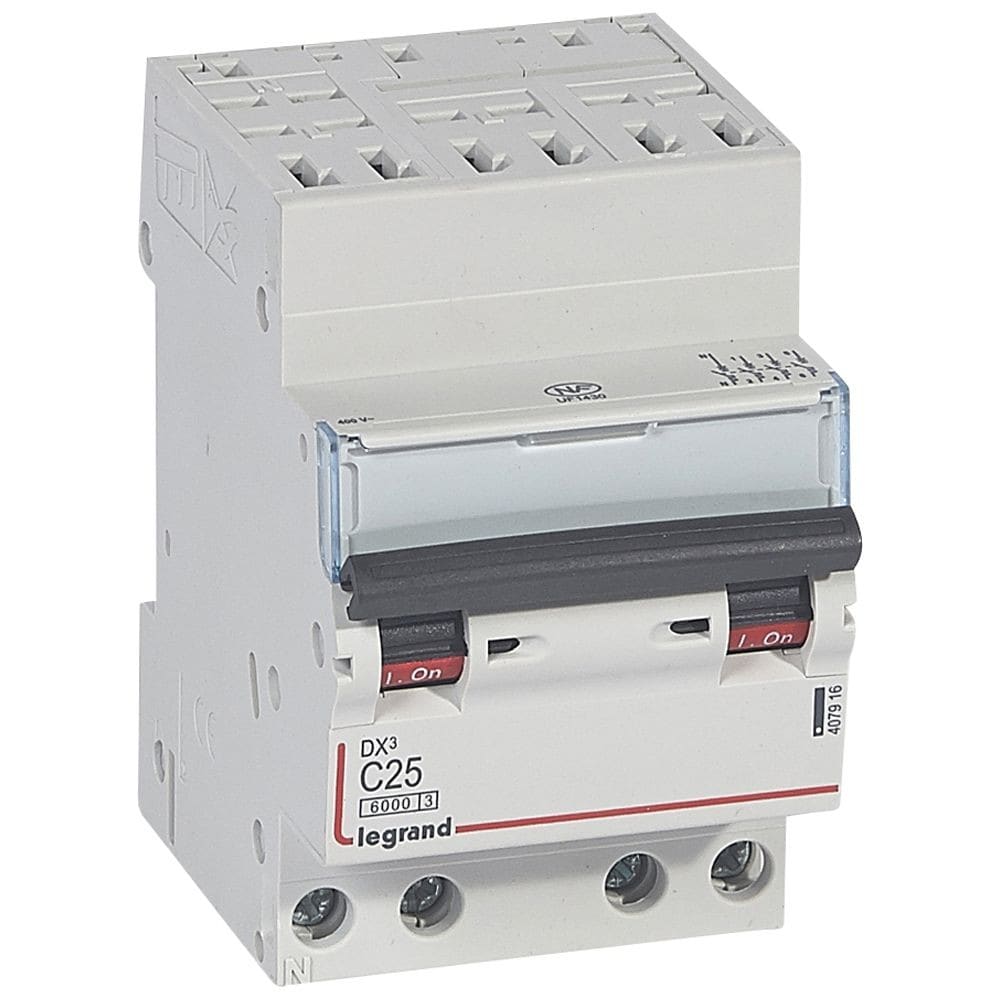 Legrand - Disjoncteur DX3 6000 -auto/vis- 4P- 400V~-25A-courbeC-peigne HX3 opti 4P -3M