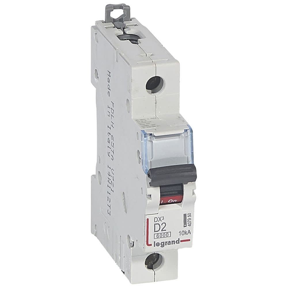 Legrand - Disjoncteur DX36000 10kA arrivée haute/départ bas vis 1P 2A courbe D - 1 mod