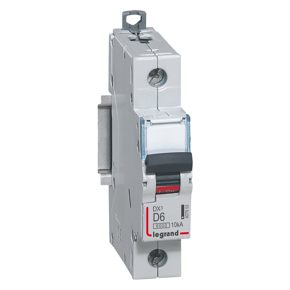 Legrand - Disjoncteur DX36000 10kA arrivée haute/départ bas vis 1P 6A courbe D - 1 mod