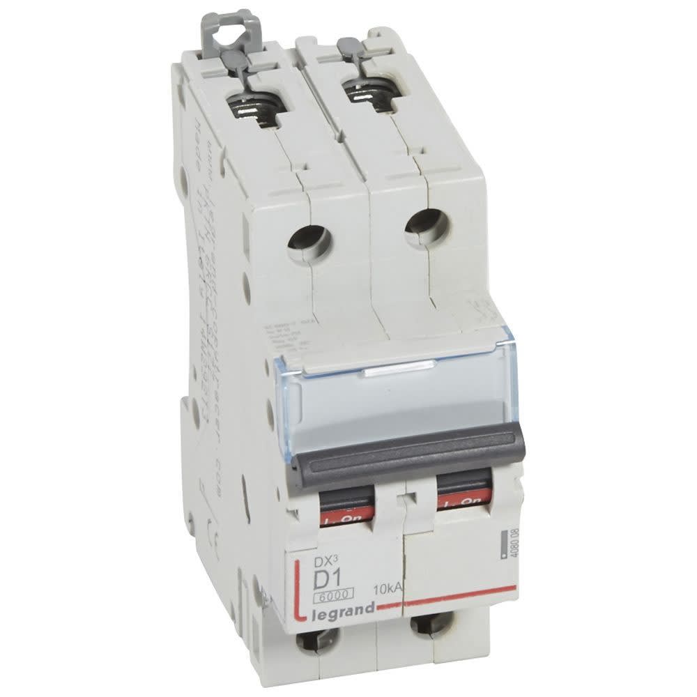 Legrand - disj. DX3 6000kA 10kA arrivée haute/départ bas à vis 1A -courbe D -2 modules