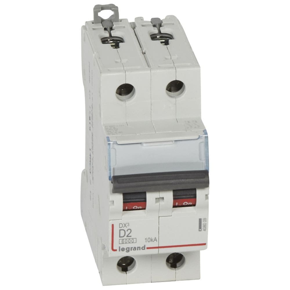 Legrand - Disjoncteur DX36000 10kA arrivée haut/départ bas vis 2P 2A courbe D - 2 modules