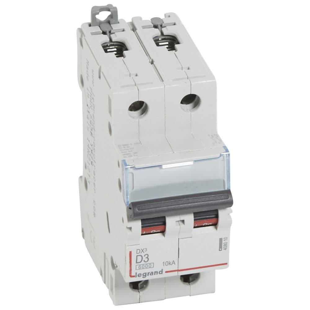 Legrand - Disj. DX3 6000kA 10kA arrivée haute/départ bas à vis 3A -courbe D -2 modules