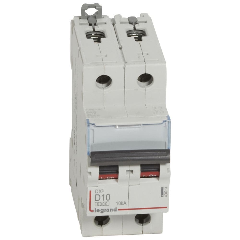 Legrand - Disjoncteur DX36000 10kA arrivée haute/départ bas vis 2P 10A courbe D - 2 mod