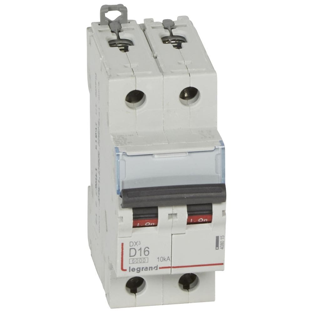 Legrand - Disjoncteur DX36000 10kA arrivée haut/départ bas vis 2P 16A courbe D - 2 modules