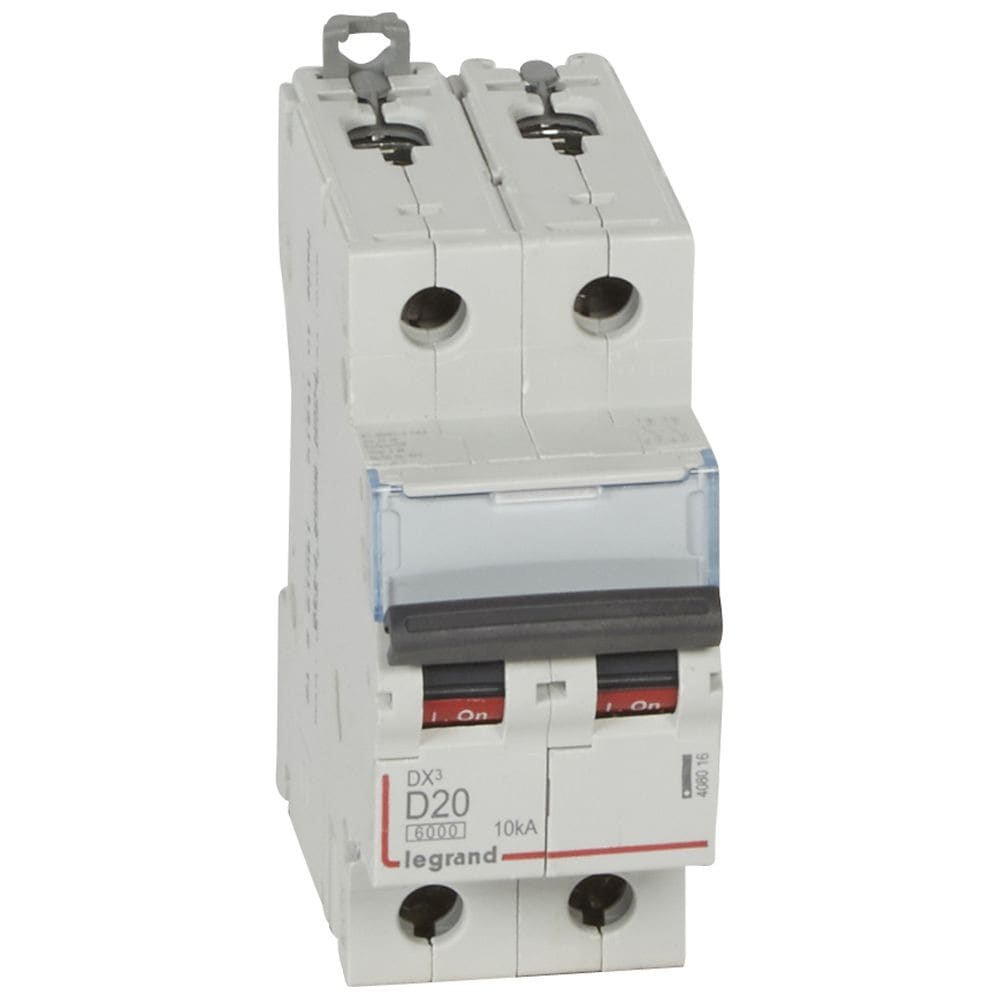 Legrand - Disjoncteur DX36000 10kA arrivée haute/départ bas vis 2P 20A courbe D - 2 mod