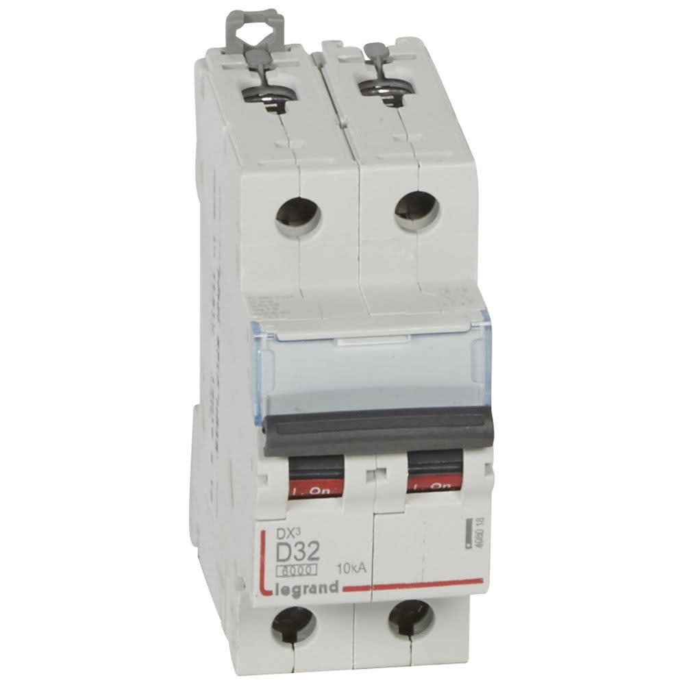 Legrand - Disjoncteur DX36000 10kA arrivée haute/départ bas vis 2P 32A courbe D - 2 mod