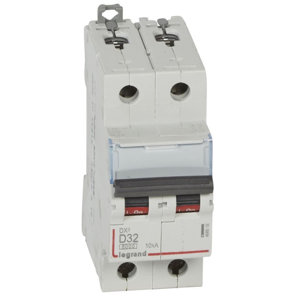 Legrand - Disjoncteur DX36000 10kA arrivée haute/départ bas vis 2P 32A courbe D - 2 mod