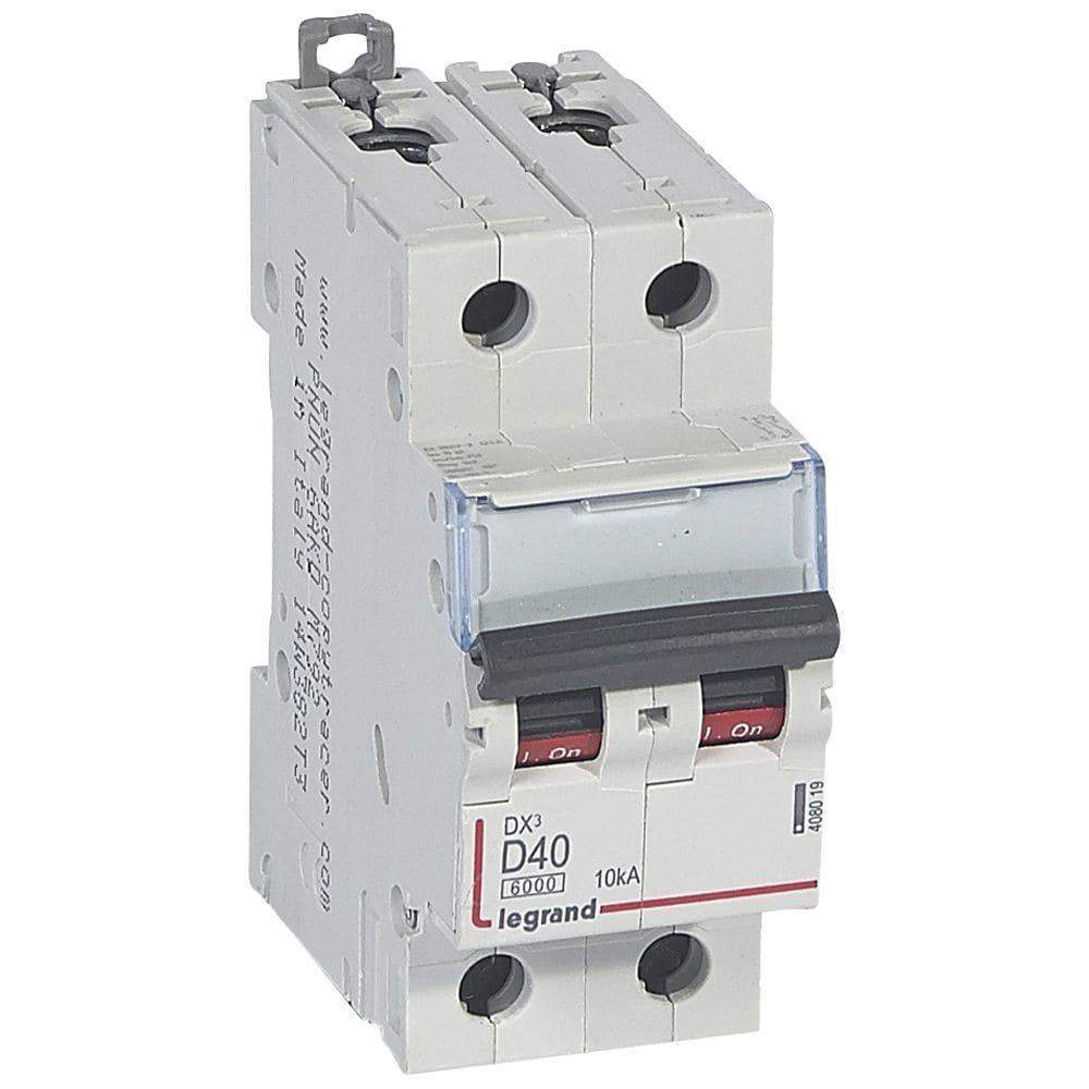 Legrand - Disjoncteur DX36000 10kA arrivée haute/départ bas vis 2P 40A courbe D - 2 mod