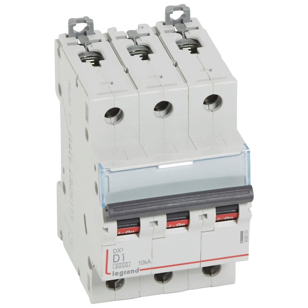 Legrand - Disjoncteur DX3 6000-vis/vis-3P-400V~-1A-10kA-courbe D-peigne HX3 trad 3P-3M