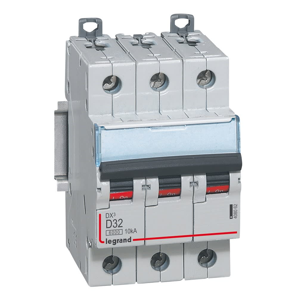 Legrand - Disjoncteur DX3 6000-vis/vis-3P-400V~-32A-10kA-courbe D-peigne HX3 trad 3P-3M