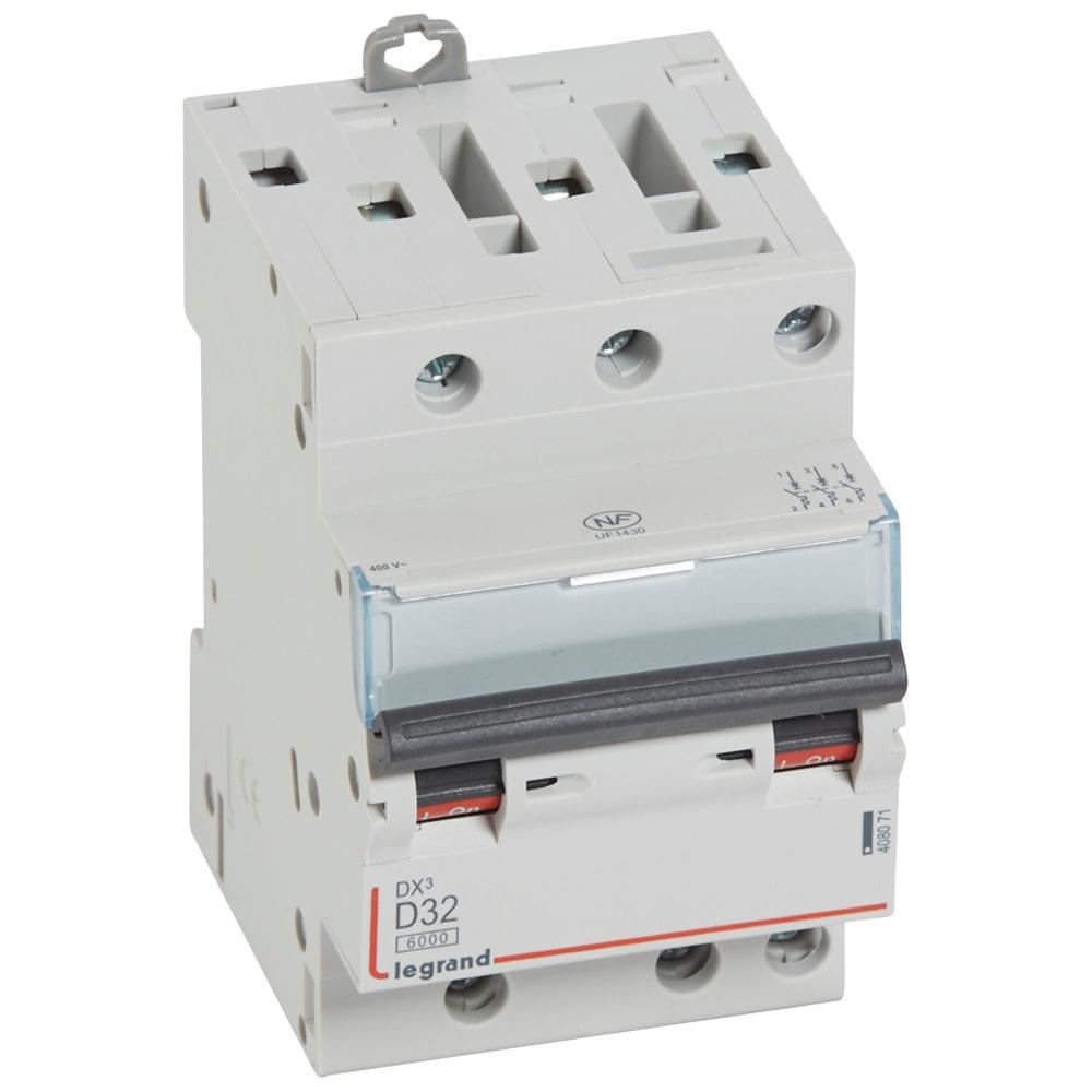 Legrand - Disjoncteur DX3 6000-vis/vis-3P-400V~-32A-courbe D-peigne HX3 opti 4P -3M