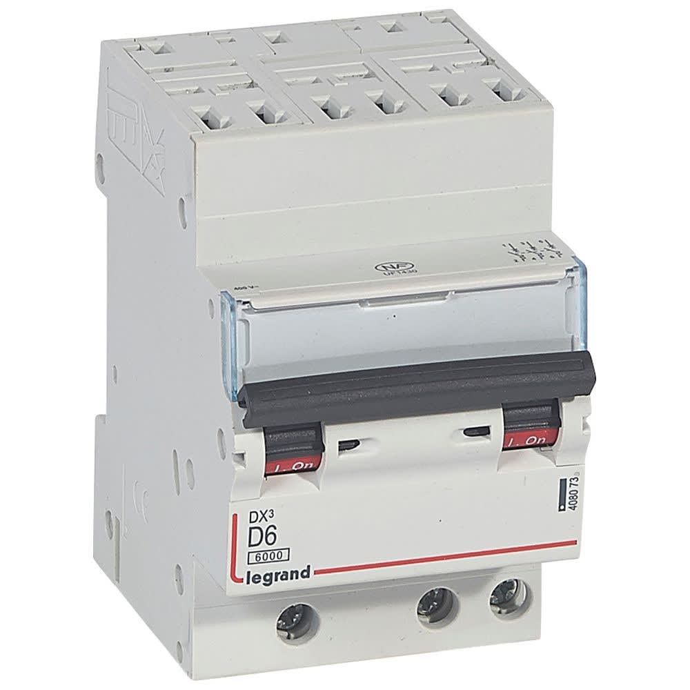 Legrand - Disjoncteur DX3 6000-auto/vis-3P-400V~-6A-10kA -courbe D-peigne HX3 opti 4P -3M