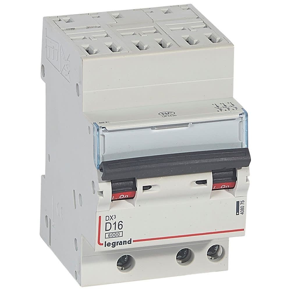 Legrand - Disjoncteur DX3 6000-auto/vis-3P-400V -16A-10kA-courbe D-peigne HX3 opti 4P -3M