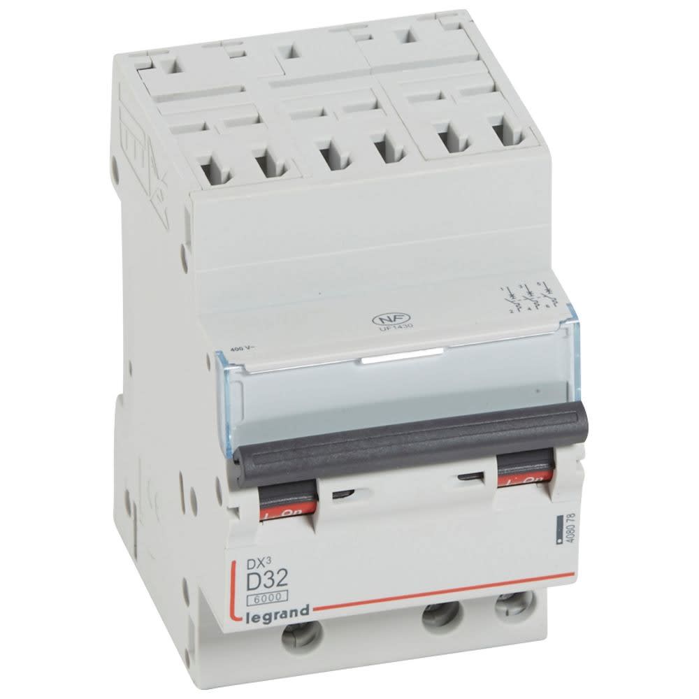 Legrand - Disjoncteur DX3 6000-auto/vis-3P-400V -32A-10kA-courbe D-peigne HX3 opti 4P -3M