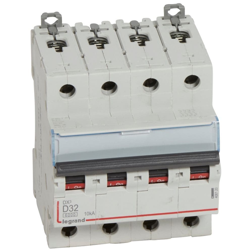 Legrand - Disjoncteur DX3 6000-vis/vis-4P-400V~-32A-10kA-courbe D-peigne HX3 trad 4P - 4M