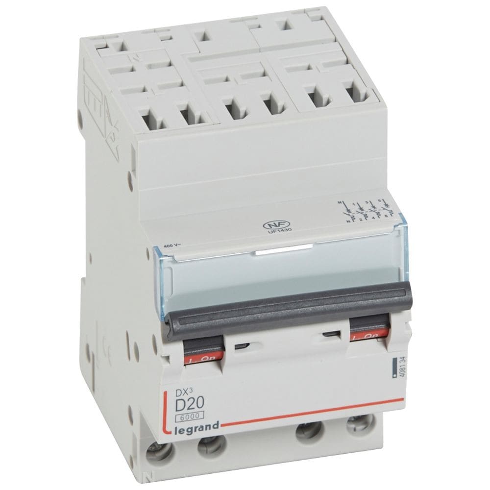 Legrand - Disjoncteur DX3 6000-auto/vis-4P-400V~-20A-courbe D-peigne HX3 opti 4P -3M