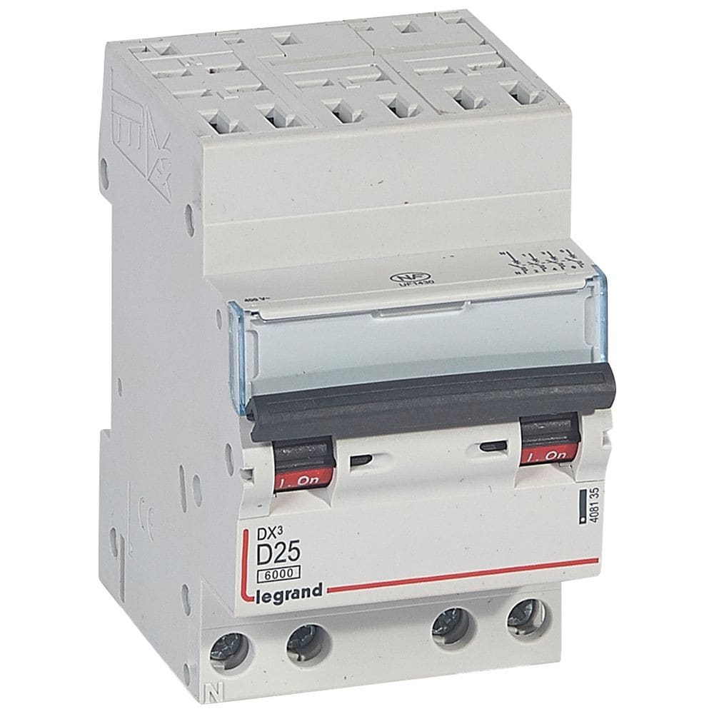 Legrand - Disjoncteur DX3 6000-auto/vis-4P-400V~-25A-courbe D-peigne HX3 opti 4P -3M